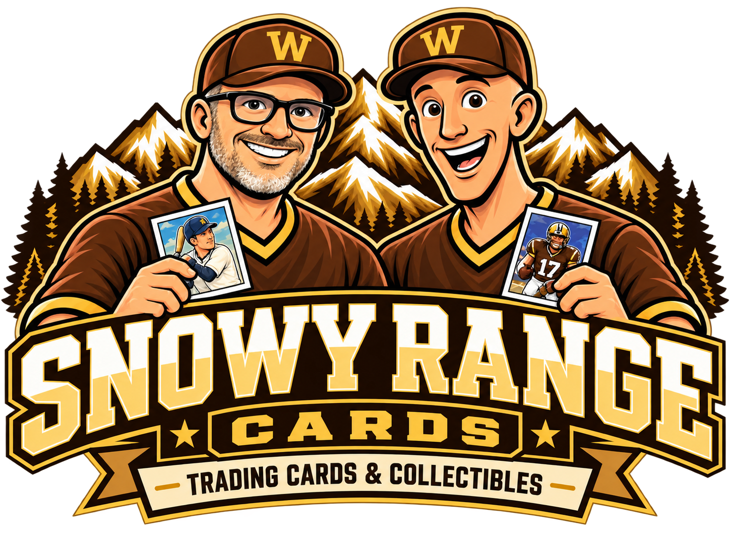 SlimTwiggy and PDizzle with the finalized Snowy Range Cards trading cards and collectibles logo